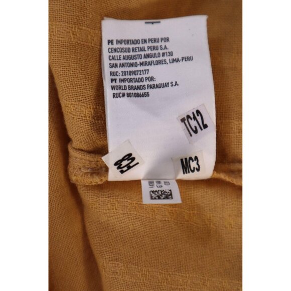 American Eagle Embroidered Mustard Yellow Peasant Blouse With Tassel Tie‎ Neck S - Picture 9 of 12